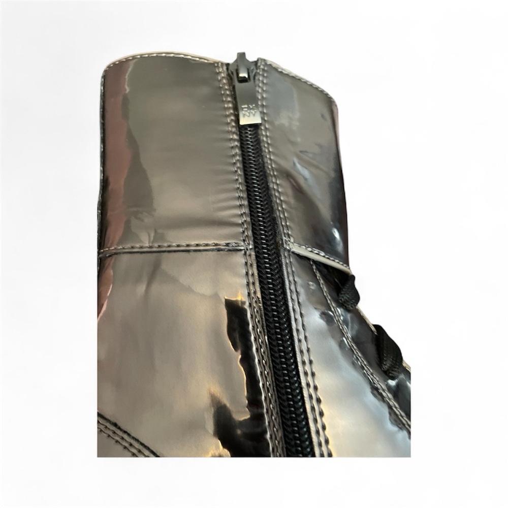 DKNY Metallic Silver Combat Boots - Picture 6 of 7